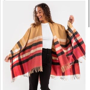 Brinxly brushed plaid poncho